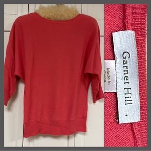 Garnet Hill Dolman Sleeve Cashmere Sweater Size Small  *Coral peachy-pink-color